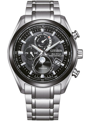 Citizen BY1018-80E Eco-Drive Moon Phase Titanium Radio Contr. Men's Watch 43mm