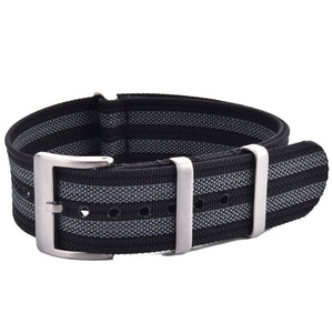 Premium Nato Strap - Zwart & Grijs - Watch Mates